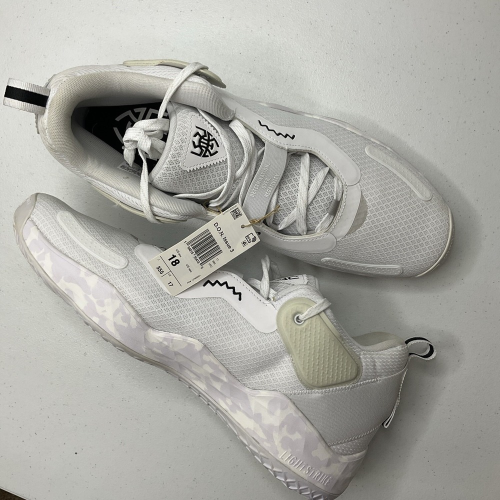 Adidas D.O.N Issue 3‎ Basketball Shoes Sneakers H67720 White Black Men Sz 18 - Picture 9 of 10